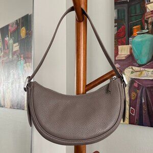 Quince - Italian Leather Mini Crescent Shoulder Bag in Taupe